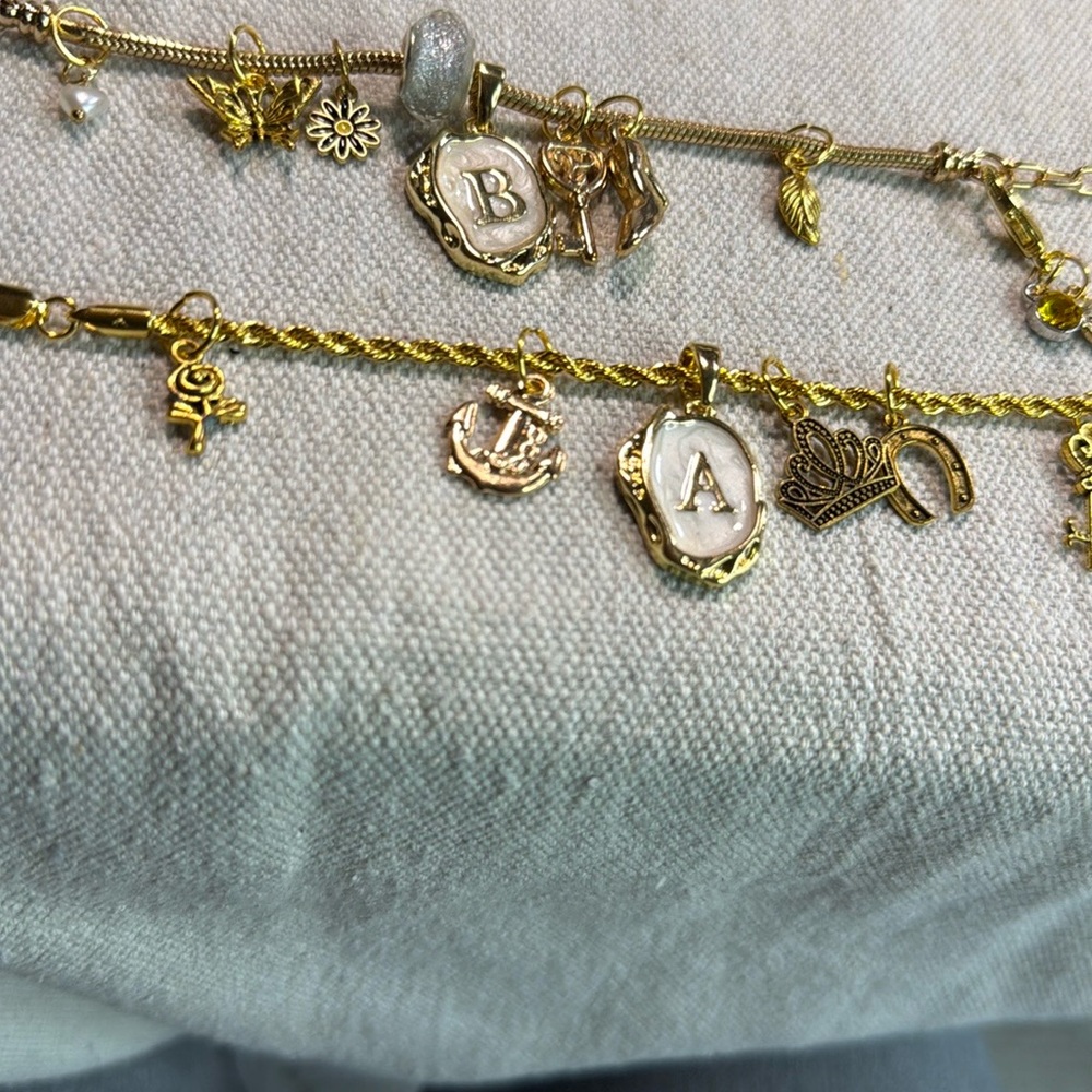 Thirty Gold Charm Bracelet with Initials